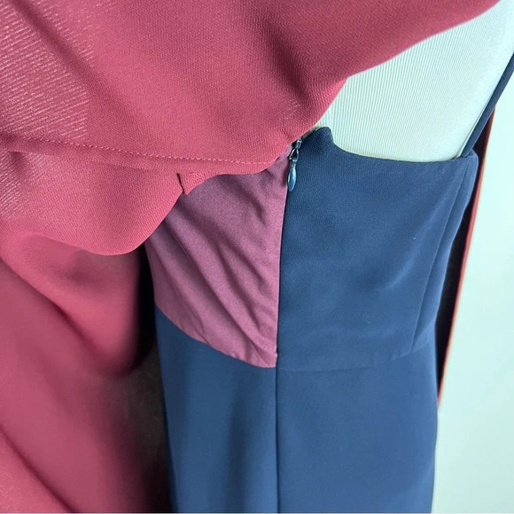 Tuckernuck Hunter Bell Burgundy Navy Layer Midi Shift Dress Size 4 - Picture 9 of 11